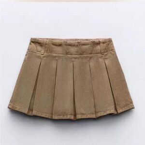 NWT Zara Tan Pleated Mini Skort